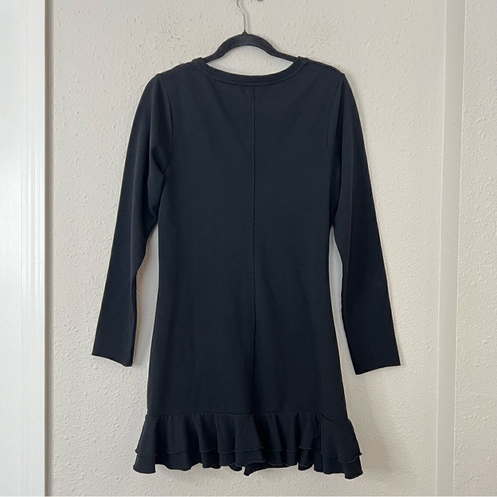 Anthropologie Sundays Ramone Black Ruched Mini Dress Size Medium, Long Sleeve - Picture 9 of 12